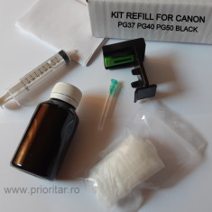 Kit refill reincarcare cartuse Canon PG-37 PG-40 PG-50 PG37 PG40 negru pt Pixma