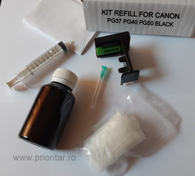 Kit refill reincarcare cartuse Canon PG-37 PG-40 PG-50 PG37 PG40 negru pt Pixma