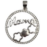 Pandantiv, jolie silver, argint 925, model mama (cerc cu flori), zirconiu, 22 x 22 mm, 3 g