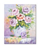 Tablou vaza cu trandafiri pictat manual, 50x40cm ulei pe panza in cutit, Valentin Pop