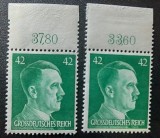 Gro&szlig;deutsches Reich-1944-Hitler Definitive (Michel 801 / 900) MNH Pereche de Margine Superioară cu Numere de Coală 37,80 și 33,60 -Bn1