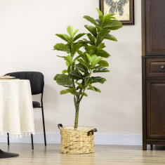 HOMCOM Smochin-lira artificial in ghiveci, Plante Ficus artificial pentru interior, exterior, pentru decorul casei, biroului, camerei de zi, 90cm, ver