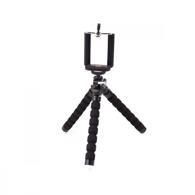 Trepied flexibil ajustabil pentru telefon, GoPro, Smartphone, Tableta, camera foto, camera cu cap rotativ si de actiune, Negru foto