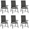 Scaune de gradina pliante, 6 buc., negru, textilena