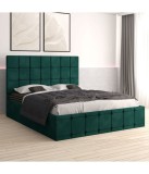 Pat Tapitat Verde 160x200 cm cu Saltea Inclusa, Cadru Pat Dublu, Transport Gratuit
