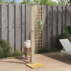 vidaXL Duș de exterior, bej, 50x55x224 cm, poliratan și lemn acacia 368208