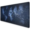 Mousepad Mare Cauciucat pentru Gaming, Birou, Office, Antiderapant, Cusaturi Anti-Rupere, Waterproof, model Harta Lumii, 90 x 40cm, Negru/Albastru