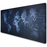Cumpara ieftin Mousepad Mare Cauciucat pentru Gaming, Birou, Office, Antiderapant, Cusaturi Anti-Rupere, Waterproof, model Harta Lumii, 90 x 40cm, Negru/Albastru