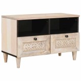 vidaXL Cabinet TV cu sertar Alb 70 x 33 x 46 cm Lemn masiv de mango