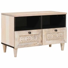 vidaXL Cabinet TV cu sertar Alb 70 x 33 x 46 cm Lemn masiv de mango 4018117