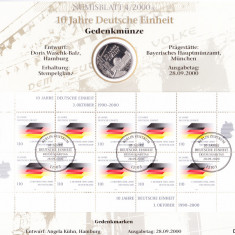 TSV$ - GERMANIA ANIVERSARE 10 JAHRE DEUTSCHE EINHEIT 1990-2000, ARGINT, COLITA