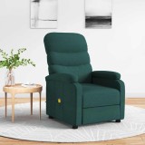 vidaXL Fotoliu de masaj, verde &icirc;nchis, material textil