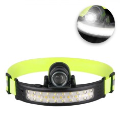 Lanternă Re&icirc;ncărcabilă, Model Cap, Funcție Senzor Mișcare, USB Type-C, 10W, 1000 Lumeni, 8 Moduri Iluminare, Culoare Galben