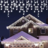 Instalatie Craciun Tip Turturi, IP44, 35 m, 1001 Led-uri, Alb rece, 8 jocuri de lumini, Telecomanda inclusa, Interconectabila, Prelungitor 5 m inclus,