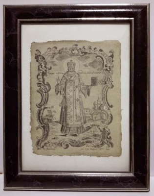 Gravura veche ruseasca: Sf. Ioan Gura-de-Aur, datand din anul 1758 foto