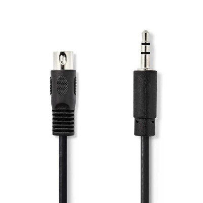 Cablu audio DIN 5pini tata - Jack 3.5 mm STEREO tata 2m Nedis CAGL20100BK20 foto
