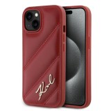 Husa iPhone 15 Karl Lagerfeld Diagonal Quilted Script, rosu, KLHCP15SPQDSMGR