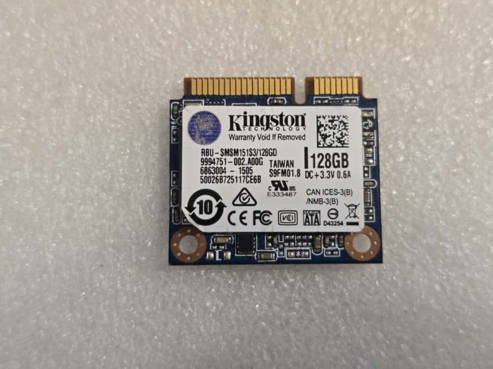 Solid-State Drive (SSD) Kingston 128GB, RBU-SMSM151S3/128GD Half mSATA