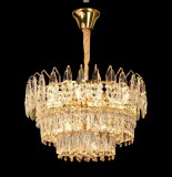 Candelabru Cristal CC6687/500GD 9x E14, Diametru 49cm, Auriu Lucios, Inaltime Reglabil ModernLight Concept