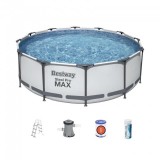 Piscina structura metalica, rotunda,&nbsp;pompa filtrare, scara, test analiza apa, 366x100 cm, Bestway&nbsp;Steel Pro Max