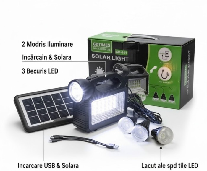 Lanterna Solara Led 80W 3X becuri gd-101