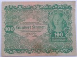 Austria 100 Coroane 1922 - Bancnota Colecție - Numismatică Austria