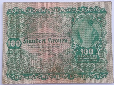 Austria , 100 Coroane 1922 foto