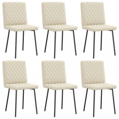 vidaXL Scaune sufragerie 6 buc., crem, piele ecologică