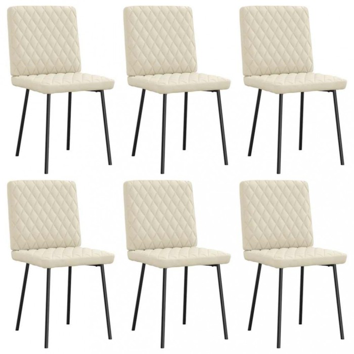 vidaXL Scaune sufragerie 6 buc., crem, piele ecologică