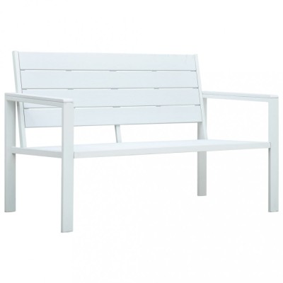 Gossi banca de gradina, alb, 120 cm, aspect de lemn, hdpe foto