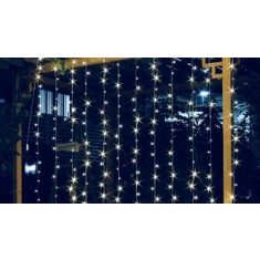 Perdea luminoasa de exterior, 3 m latime/1 m inaltime, cablu alb, lumina albă, cu flash, interconectabila