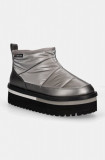 Tommy Jeans cizme de iarna TJW NYLON FLATFORM BOOT WL culoarea gri, EN0EN02689