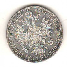 SV * Austria 1 FLORIN 1860 A * ARGINT * FRANZ JOSEF * - AUNC cu luciu monetar