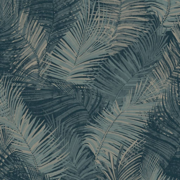 DUTCH WALLCOVERINGS Tapet Palm, albastru petrol GartenMobel Dekor