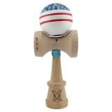 Jucarie de indemanare din lemn, Kendama X, Flippy, Chicanos, King Size V3, Super Sticky, 18 cm, Albastru, Alb