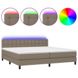 Cumpara ieftin Pat cu arcuri, saltea si LED, gri taupe, 200x200 cm, textil