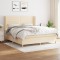 vidaXL Pat box spring cu saltea, crem, 160x200 cm, material textil 3128618