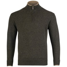 Jack Pyke Ashcombe Pulover 100% l&acirc;nă de miel cu fermoar, culoare oliv, mărimea L