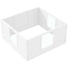 PawHut Cușcă pentru pui pentru c&acirc;ini mici și de talie medie, cușcă de fătare pentru c&acirc;ini cu intrare ajustabilă, tampoane antiderapante, Alb | Aosom R