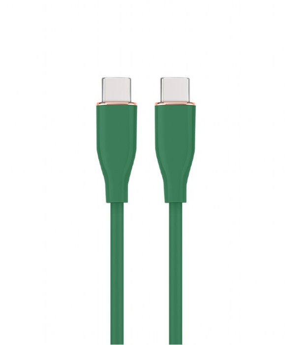 CABLU alimentare si date GEMBIRD, pt. smartphone, USB 2.0 Type-C (T) la USB 2.0 Type-C (T), 60W, 1.5m, protectie silicon, verde, &quot;CC-USB2S-CMCM-1.5M-G