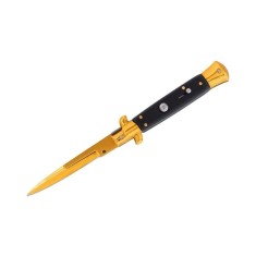 Cuțit pliabil cu arc, DEPOX&reg;, finisaj auriu &ndash; design italian clasic, husă inclusă, 22 cm, auriu