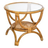 Masuta de cafea Atmosphera Farah din ratan si sticla securizata, 60x50 cm