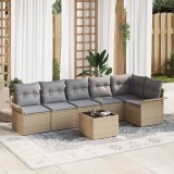Cumpara ieftin Set de canapele pentru grădină cu pernă 7 pcs Bej Rattan poli