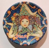 CY - Magnet deosebit pentru frigider / ceramica / ITALIA, simbolistica SICILIA / D: 6,50 cm / Stare!