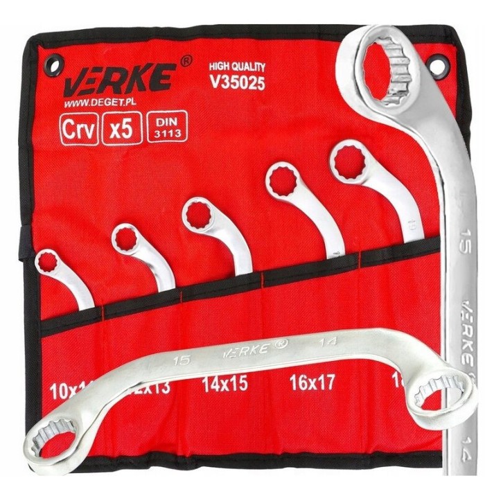 Set chei inelare de tip C, 10-19mm, 5 piese, crom-vanadiu, Verke