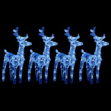 Reni de Craciun, 4 buc., albastru, 160 LED-uri, acril GartenMobel Dekor, vidaXL