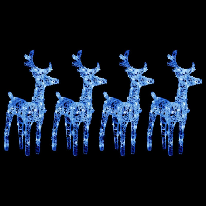 Reni de Craciun, 4 buc., albastru, 160 LED-uri, acril GartenMobel Dekor