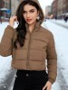 Geacă scurtă de damă cu glugă și fermoar, L, M, S, XL, XS, Alb, Bej, Maro, Negru, Roz