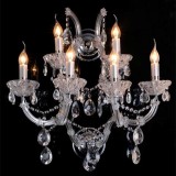 Cumpara ieftin Candelabru sticla transparenta, fier argintiu &Oslash; 65x40 cm E14/max 6x40W