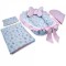 Set 5 piese Baby Nest Premium din Bumbac, curcubeu cu roz deschis